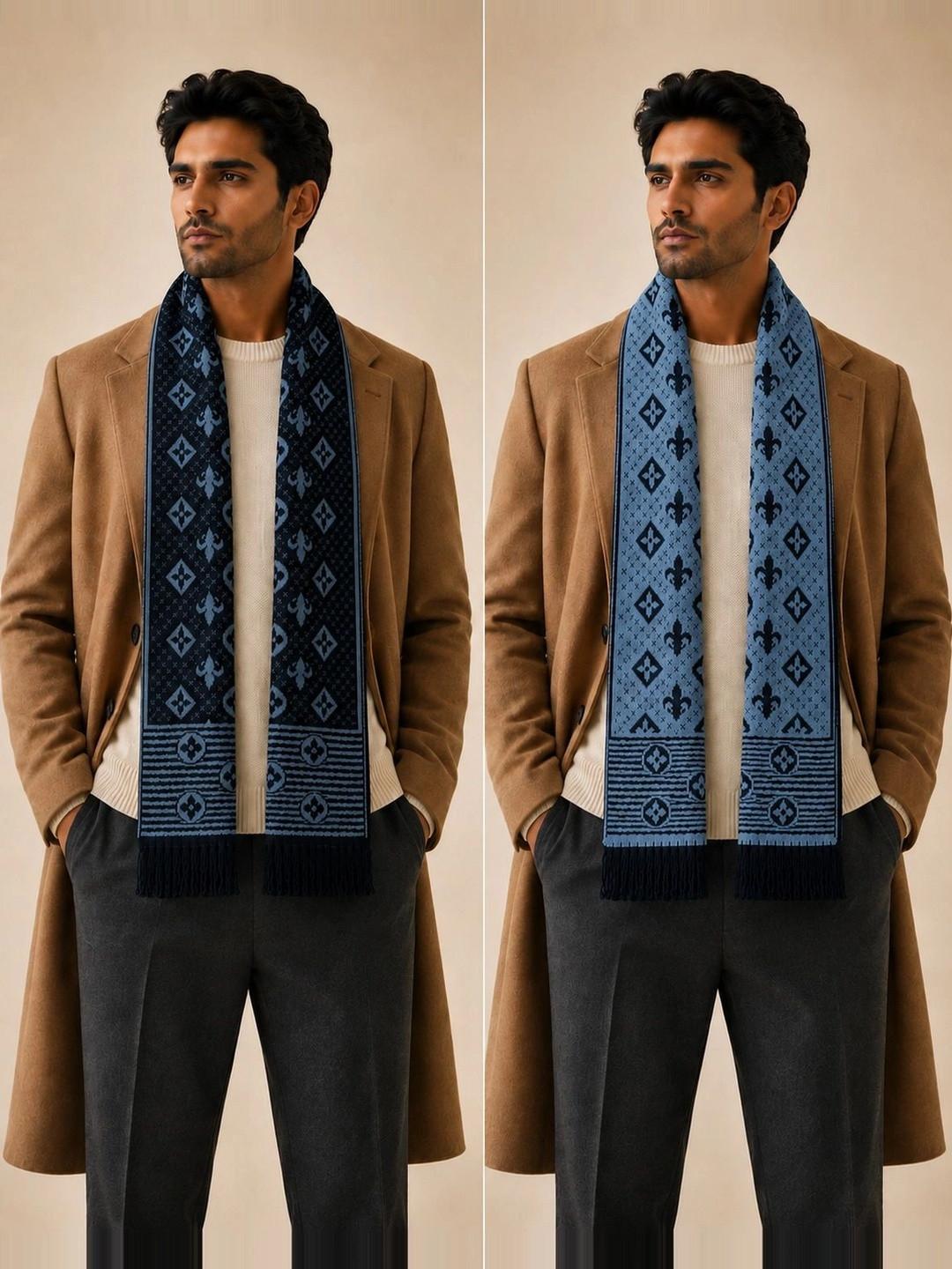 HETESHE Men Patterned Merino Wool Mufflers