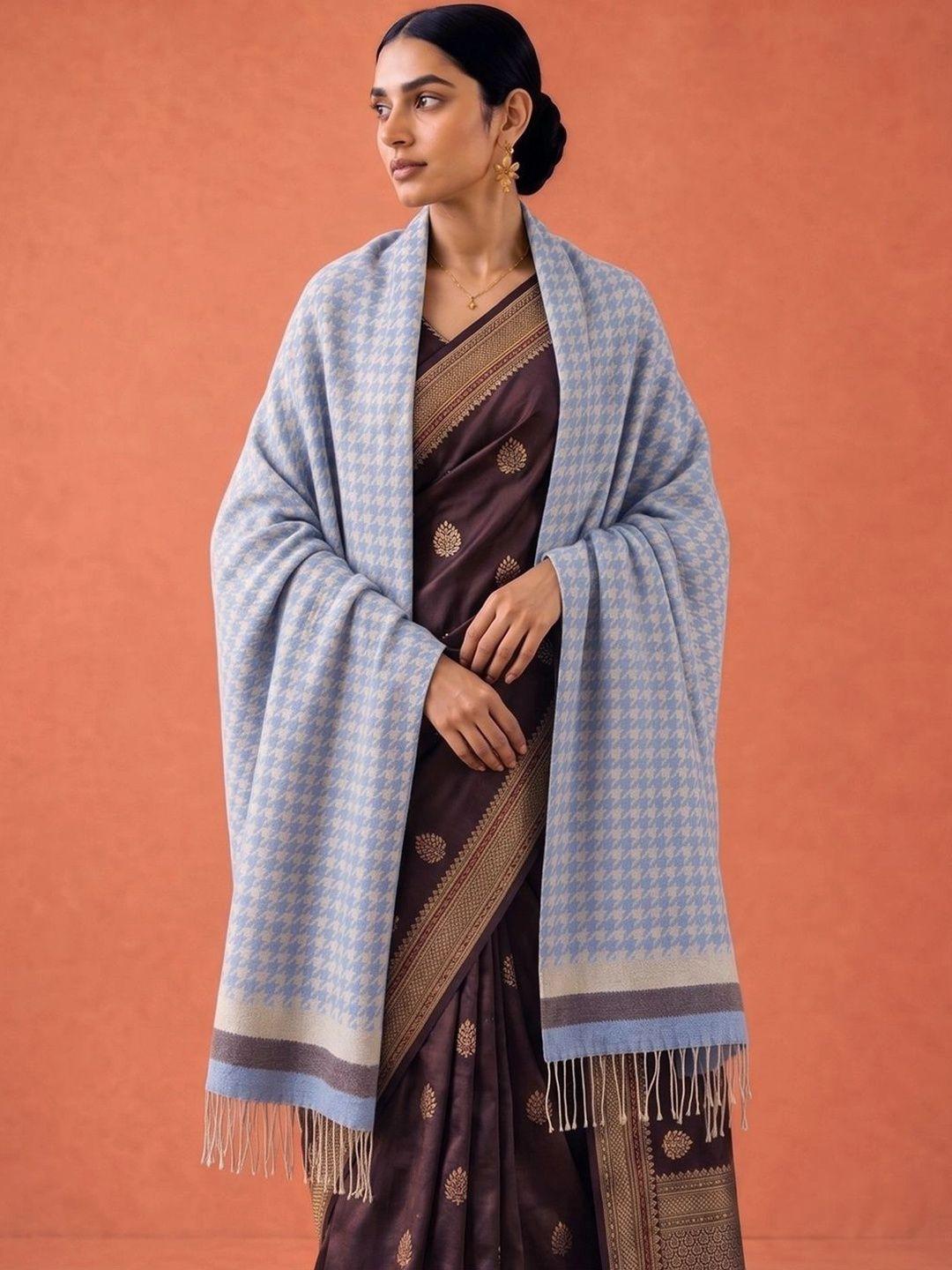 SAHASIKA Women Ethnic Woven Design Pashmina Tasseled Border Stole