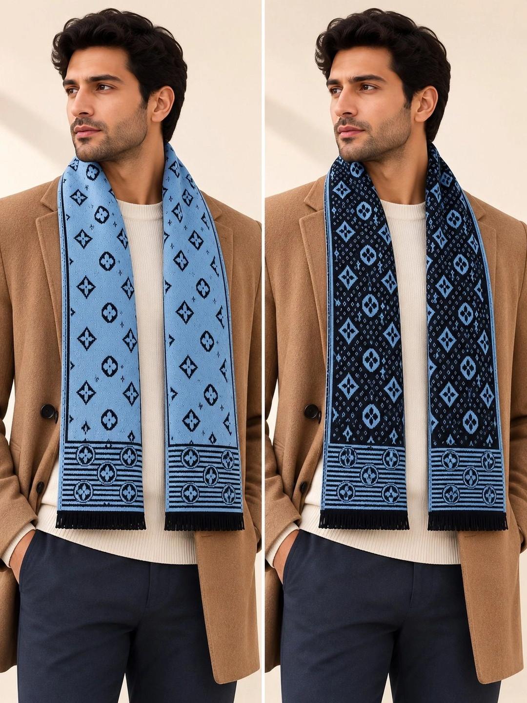 HETESHE Men Patterned Merino Wool Mufflers
