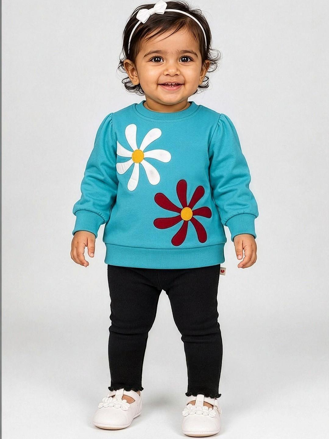 Ed-a-Mamma Infant Girls Self Design Pure Cotton Ankle Length Leggings