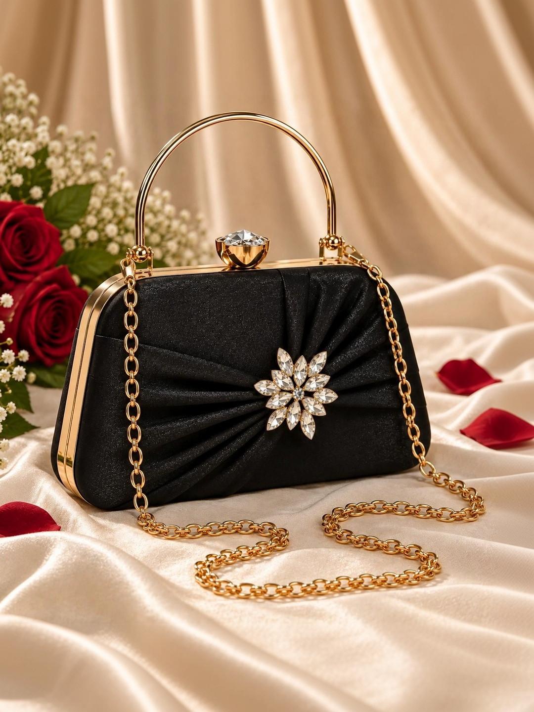 Anouk Textured Embellished Box Clutch