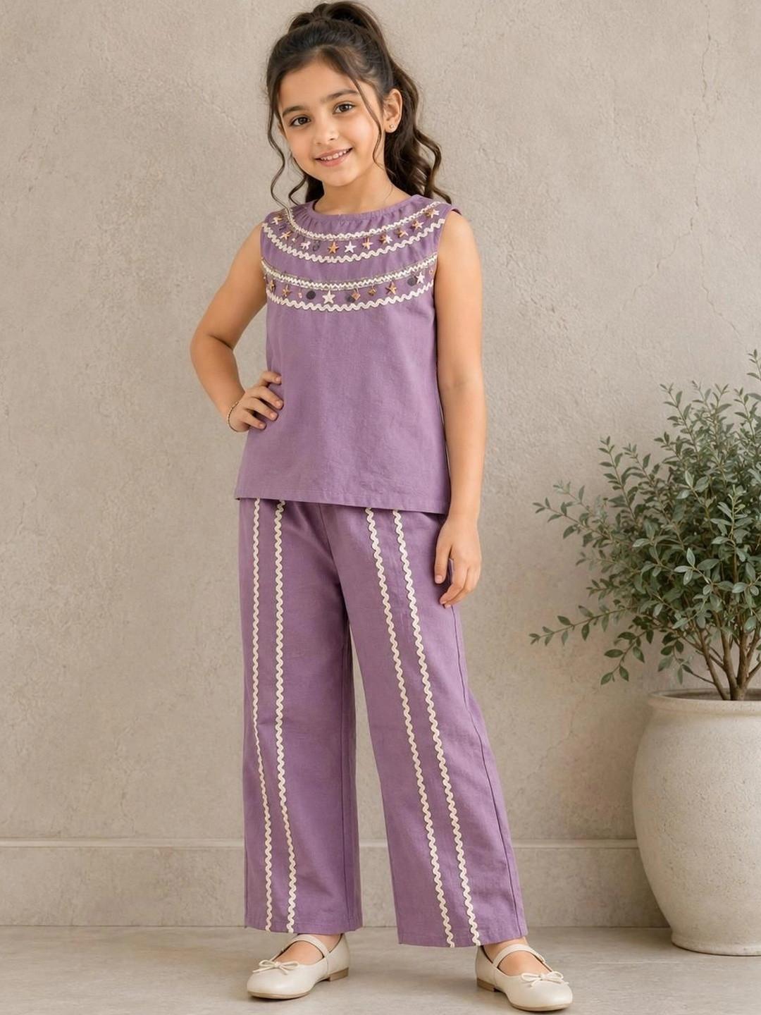 Zohu Girls Embellished Top with Trousers