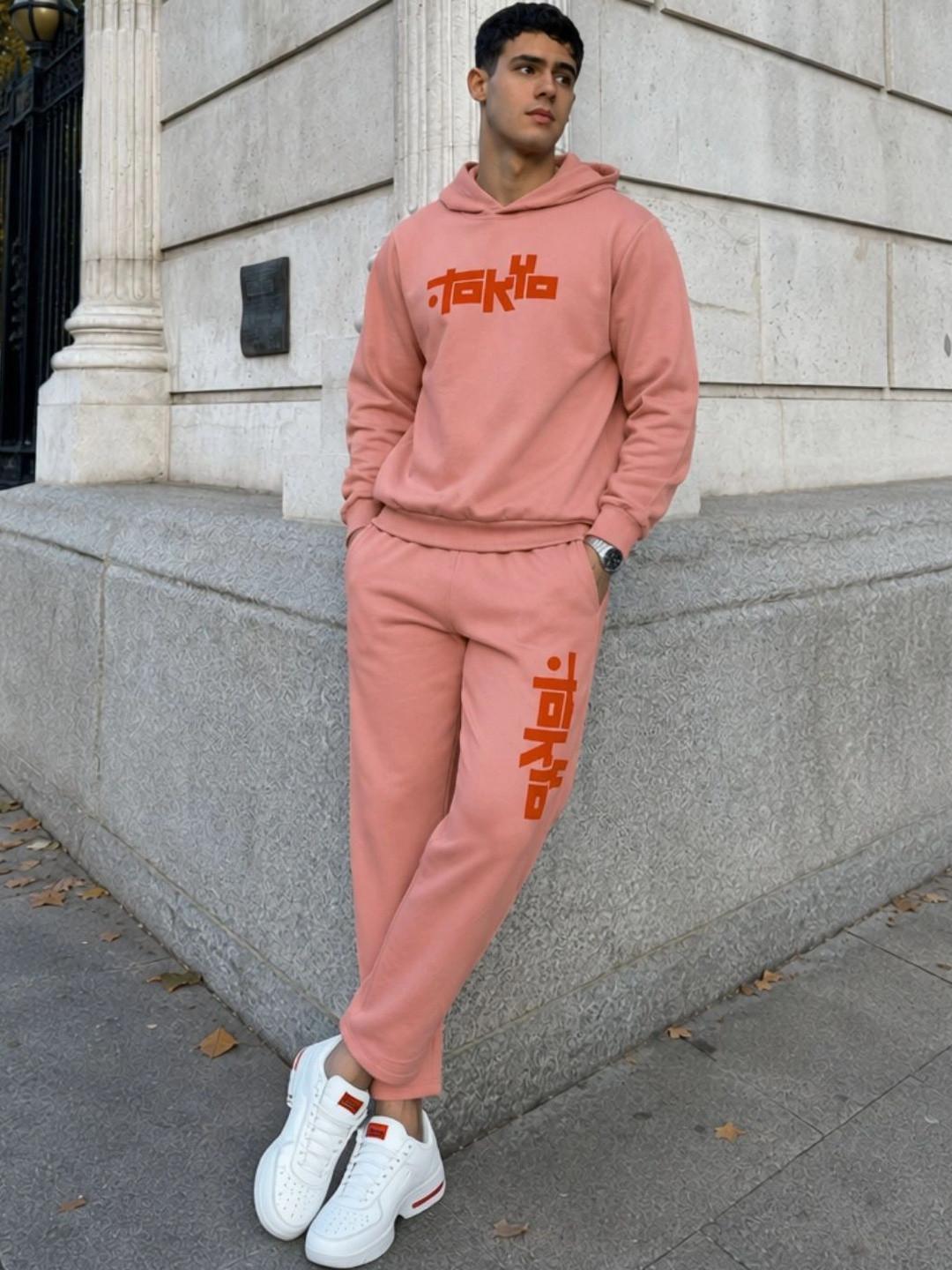 Rigo Men Printed Cotton Terry Oversized Fit Tracksuit Set