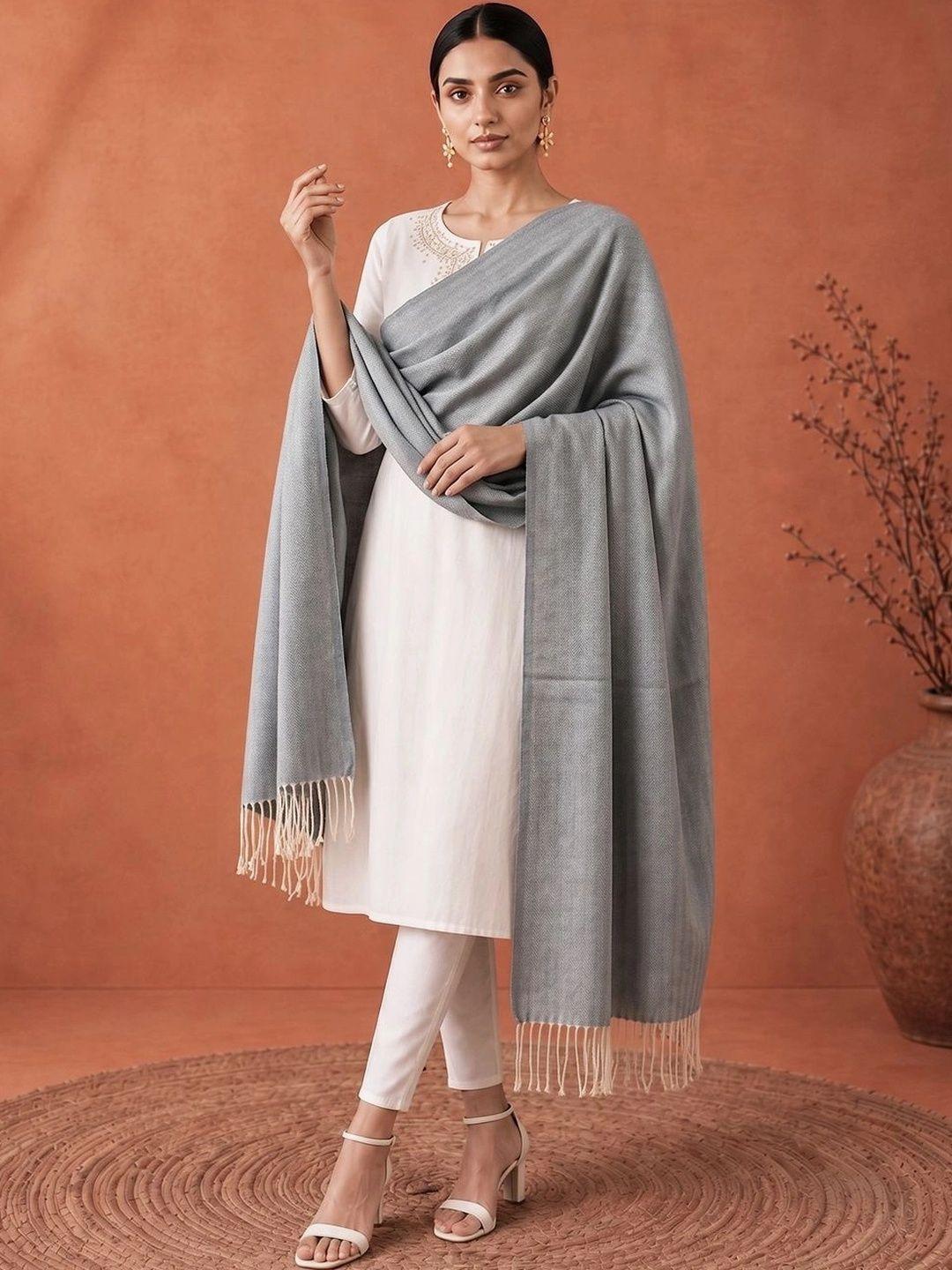 SAHASIKA Women Woven Design Pashmina Fringed Border Stole