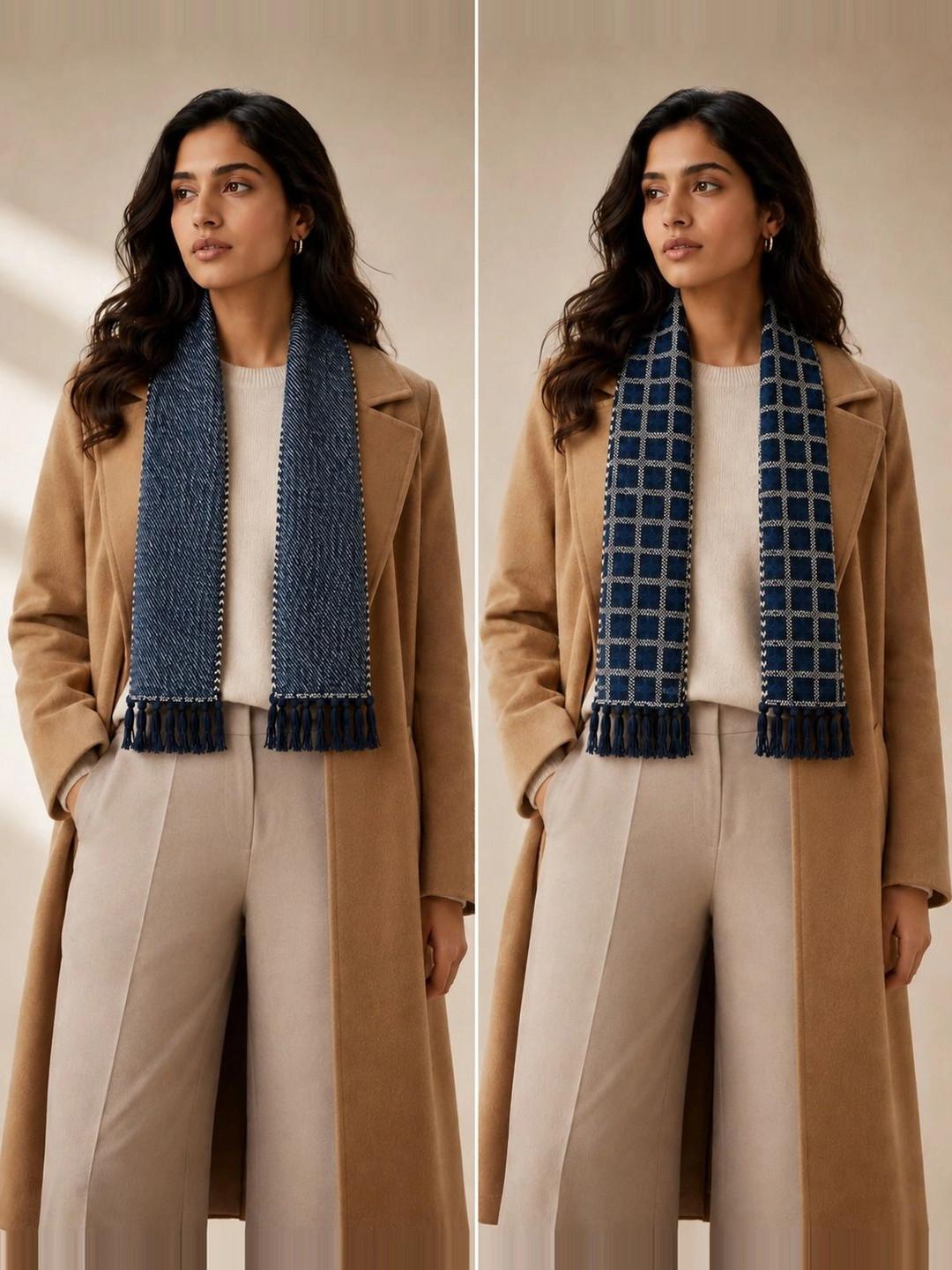 HETESHE Women Checked Merino Wool Mufflers