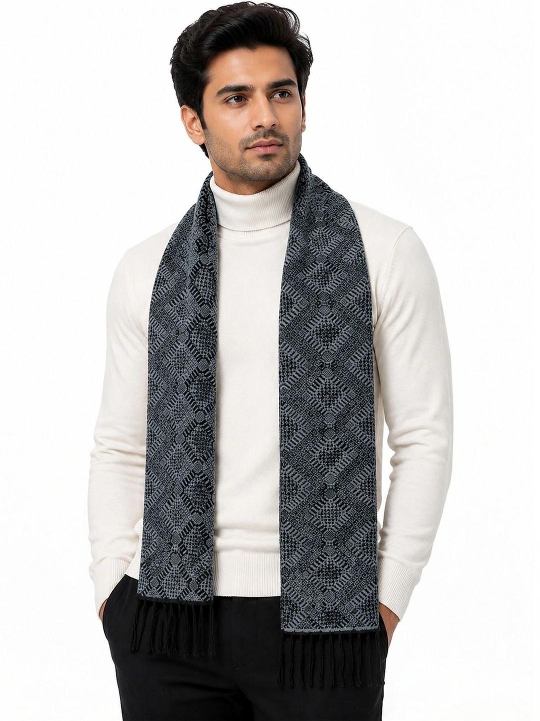 HETESHE Men Patterned Merino Wool Mufflers
