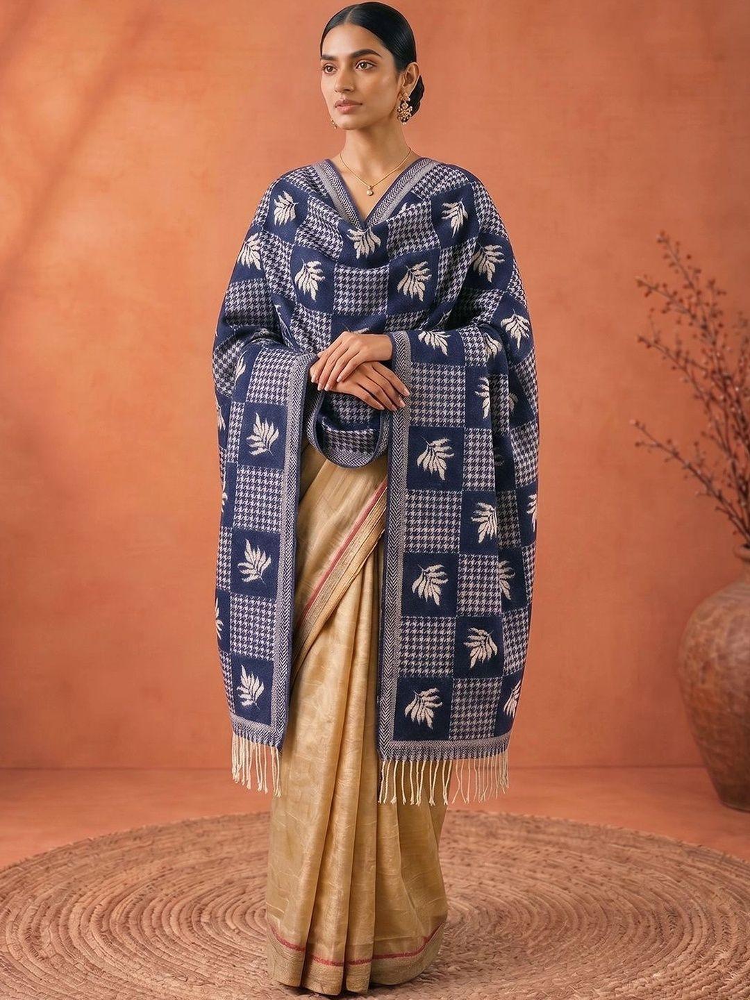 SAHASIKA Women Ethnic Floral Woven Design Pashmina Tasseled Border Stole