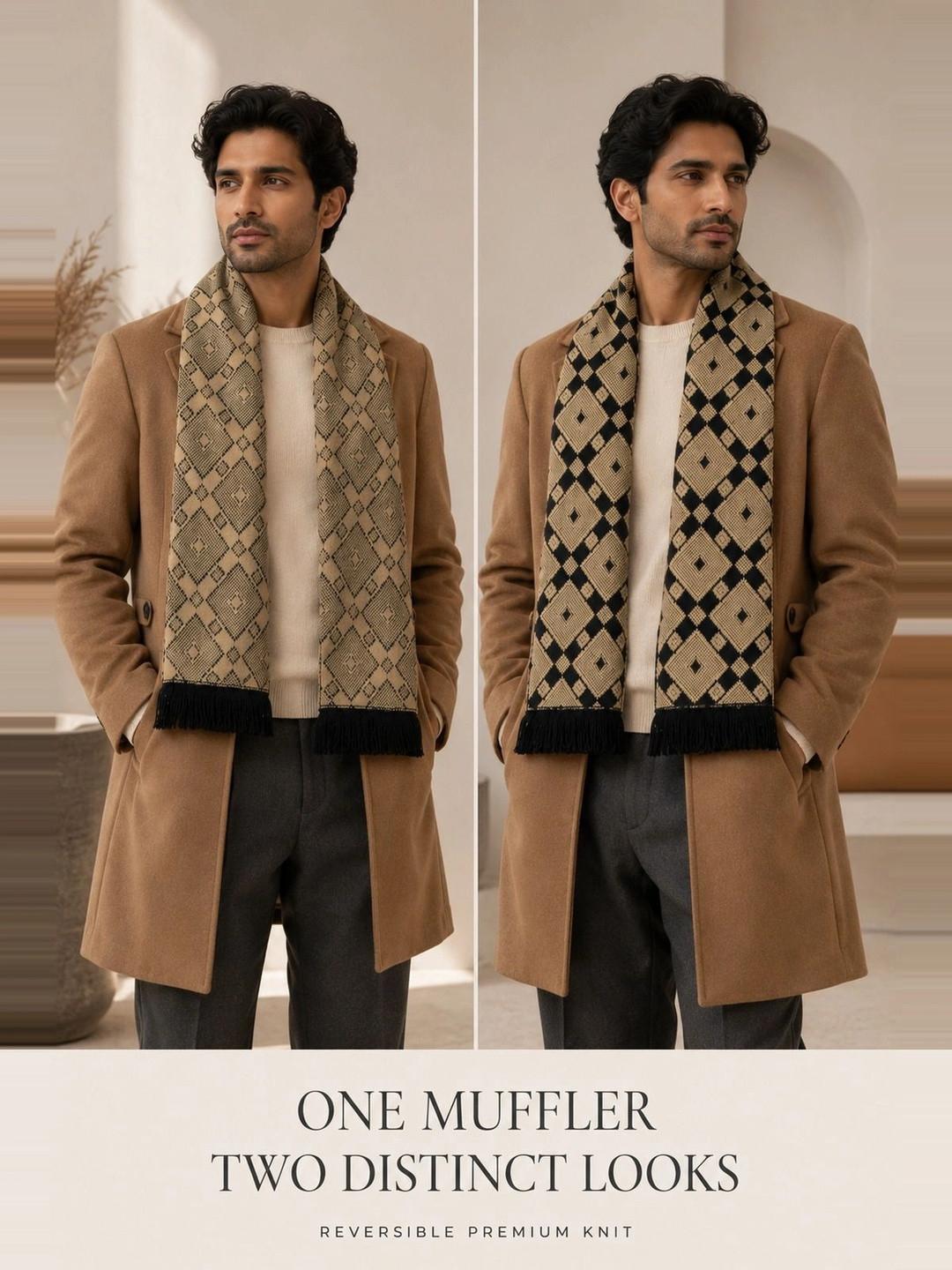 HETESHE Men Patterned Merino Wool Mufflers