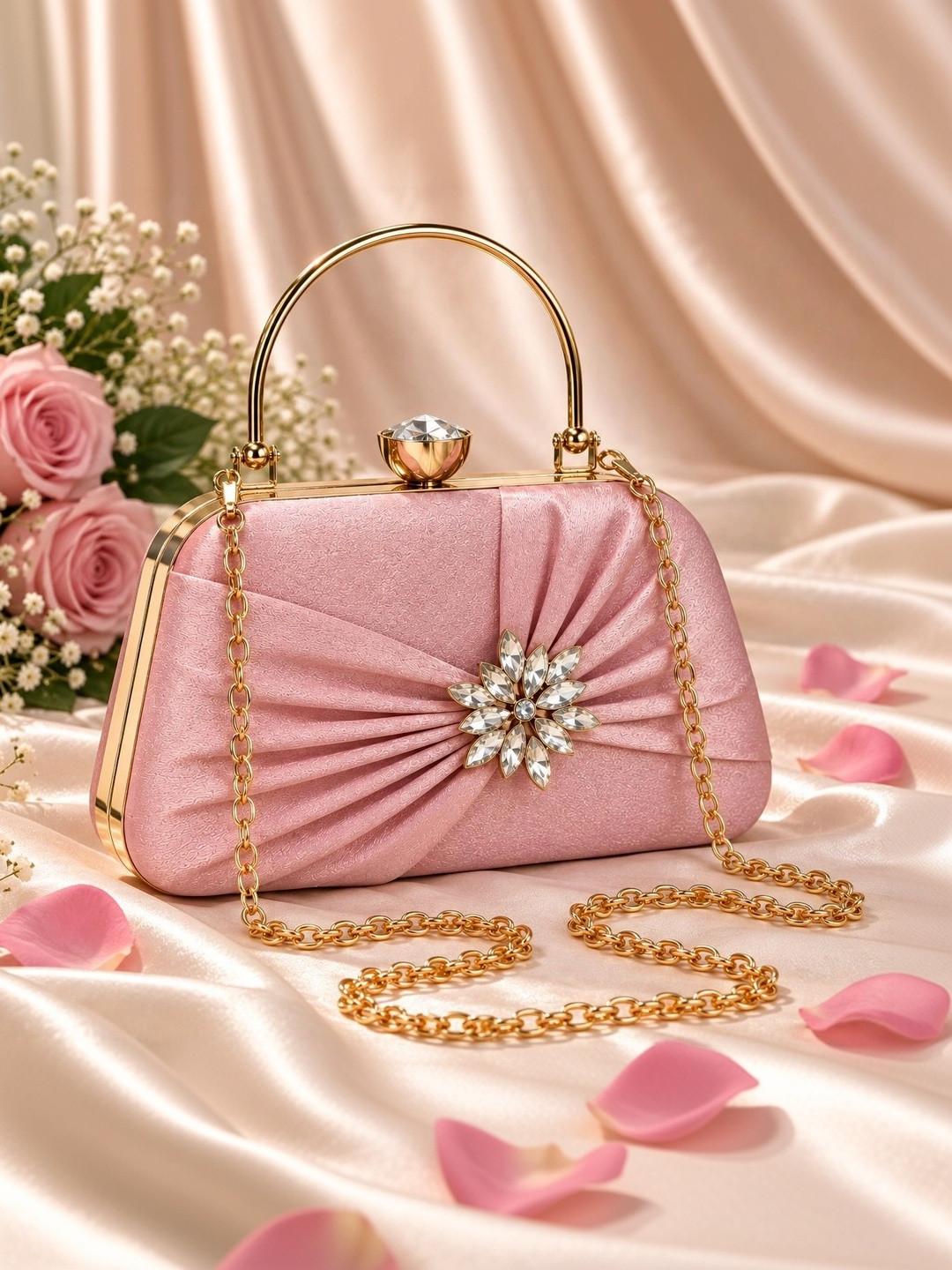 Anouk Textured Embellished Box Clutch