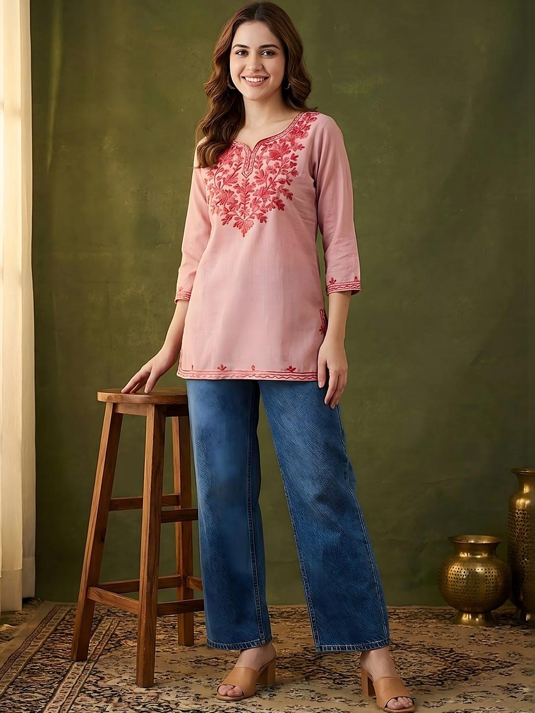 Sangria Women Embroidered Thread Work Kurta