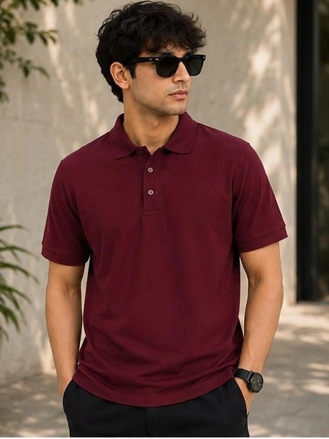Roadster Men Polo Collar T-shirt