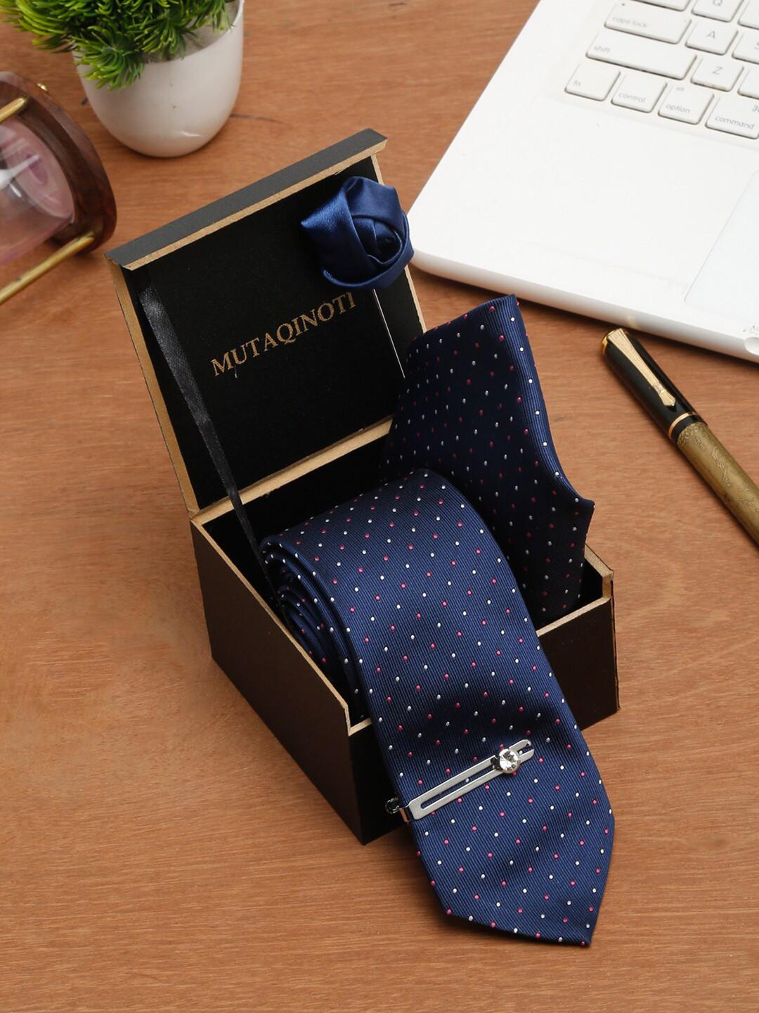 MUTAQINOTI Men Silk Necktie Accessory Gift Set