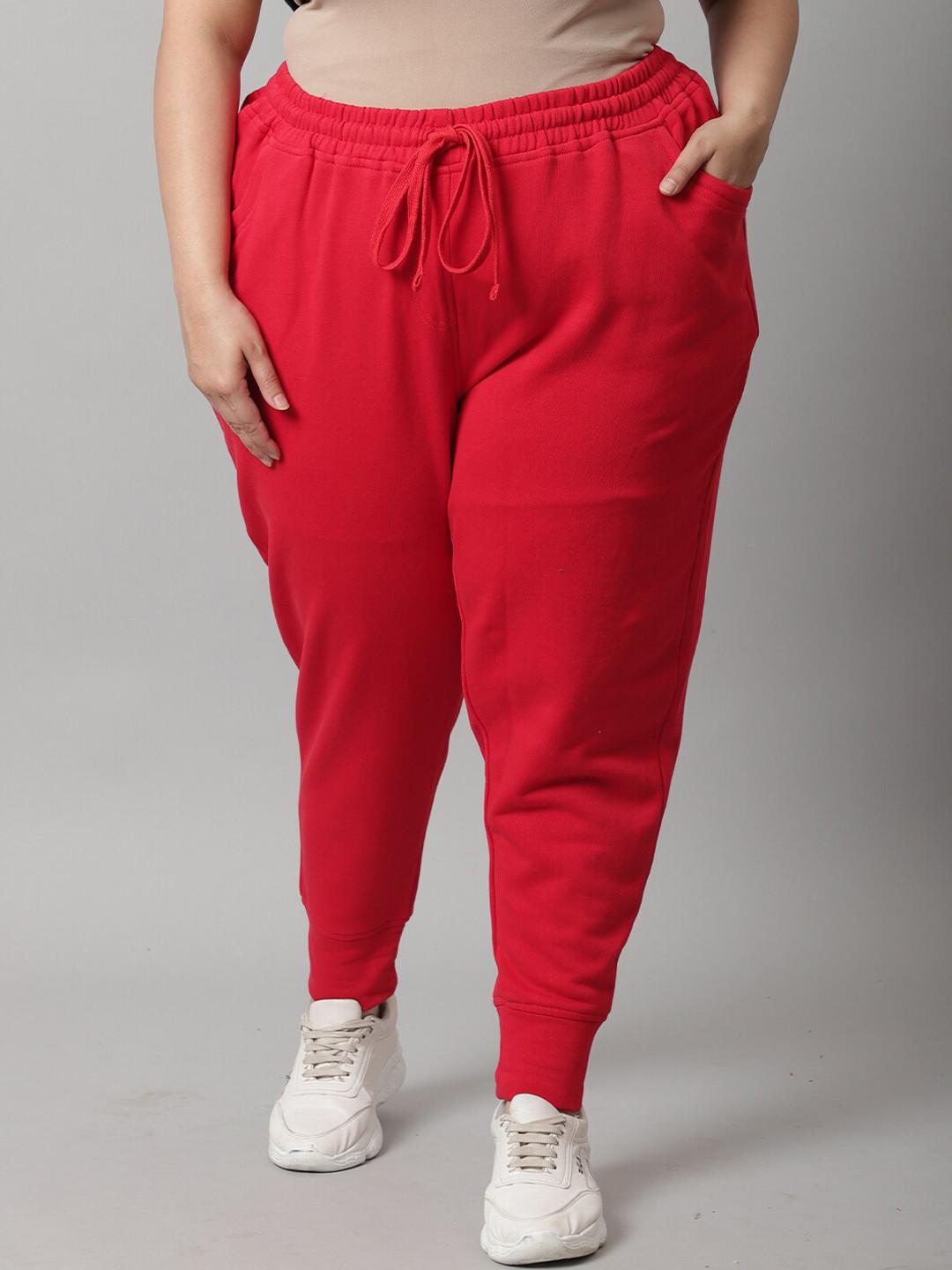 Rute Women Red Plus Size Cotton Joggers