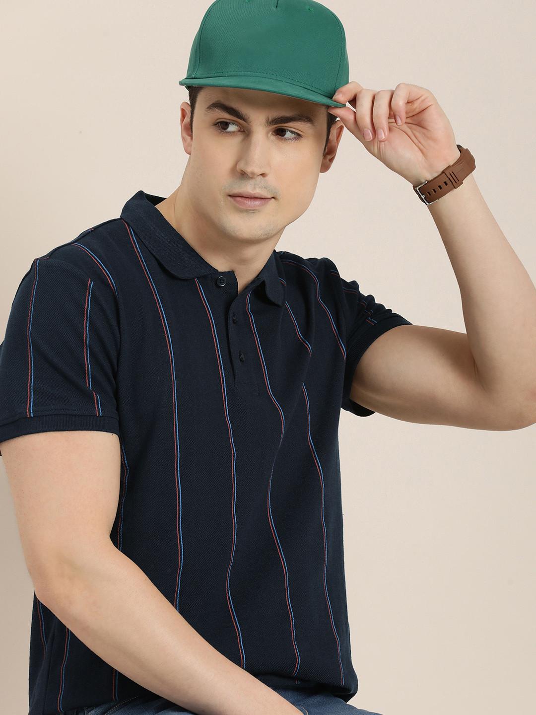 INVICTUS Short Sleeves Striped Polo Collar T-shirt