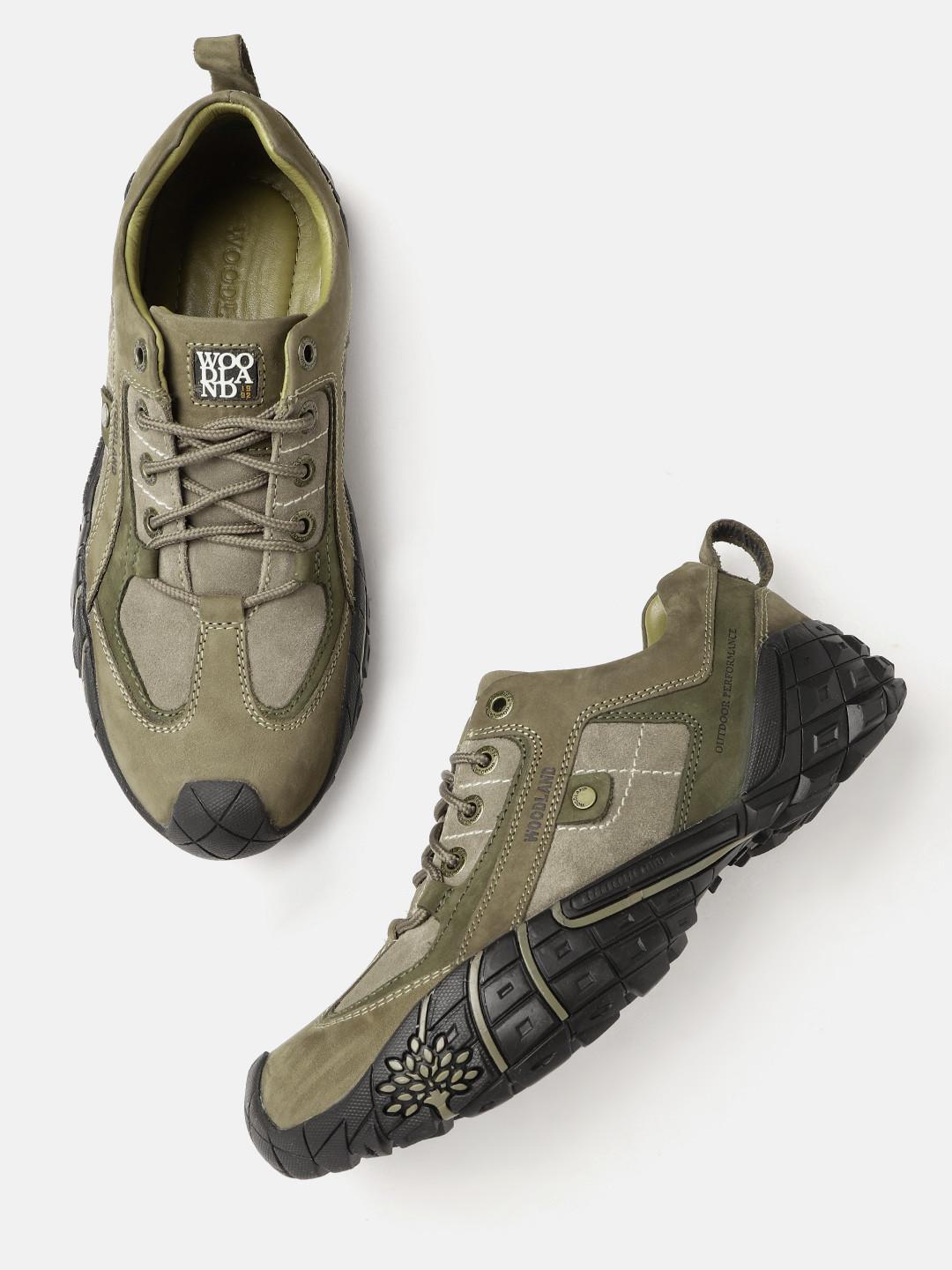 Woodland Men Round-Toe Leather Sneakers