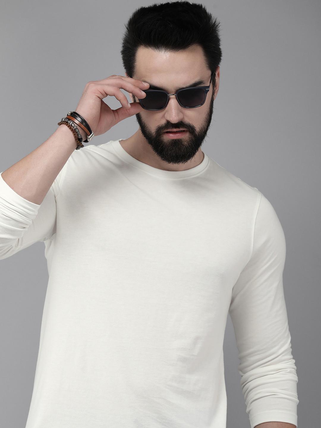 The Roadster Lifestyle Co. Men Pure Cotton Solid Long Sleeves Casual T-shirt