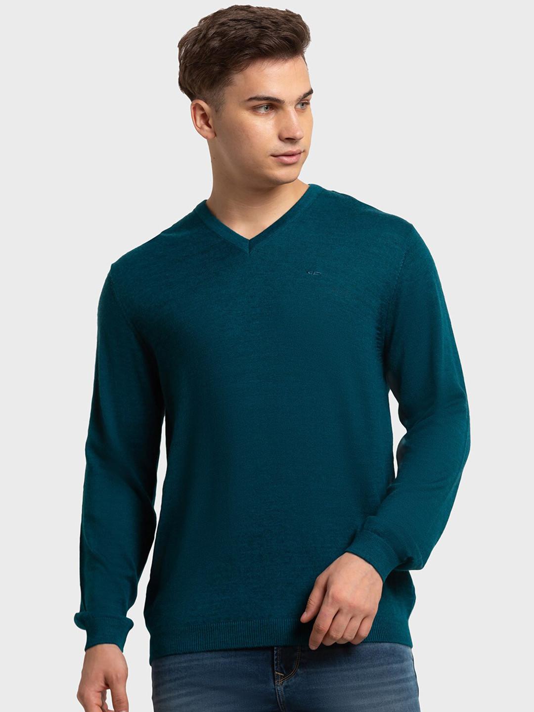 ColorPlus Men Ribbed Hemline V-Neck Pullover Sweater