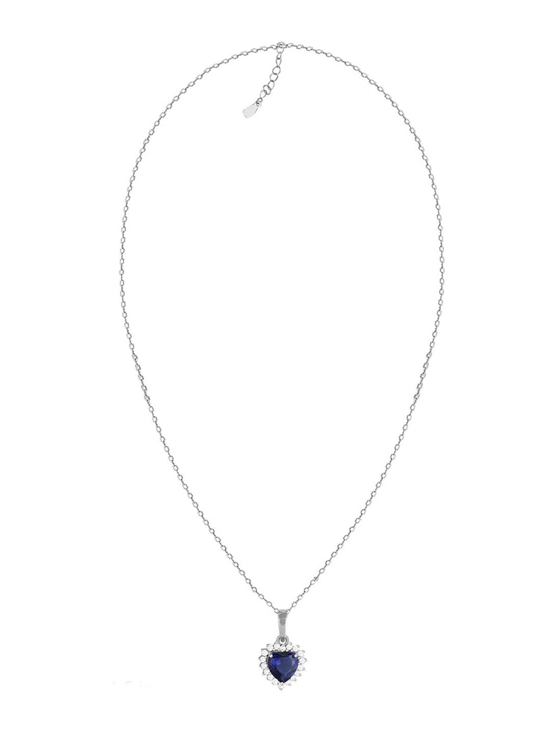 GIVA 925 Sterling Silver Rhodium-Plated CZ Studded Pendant With Chain