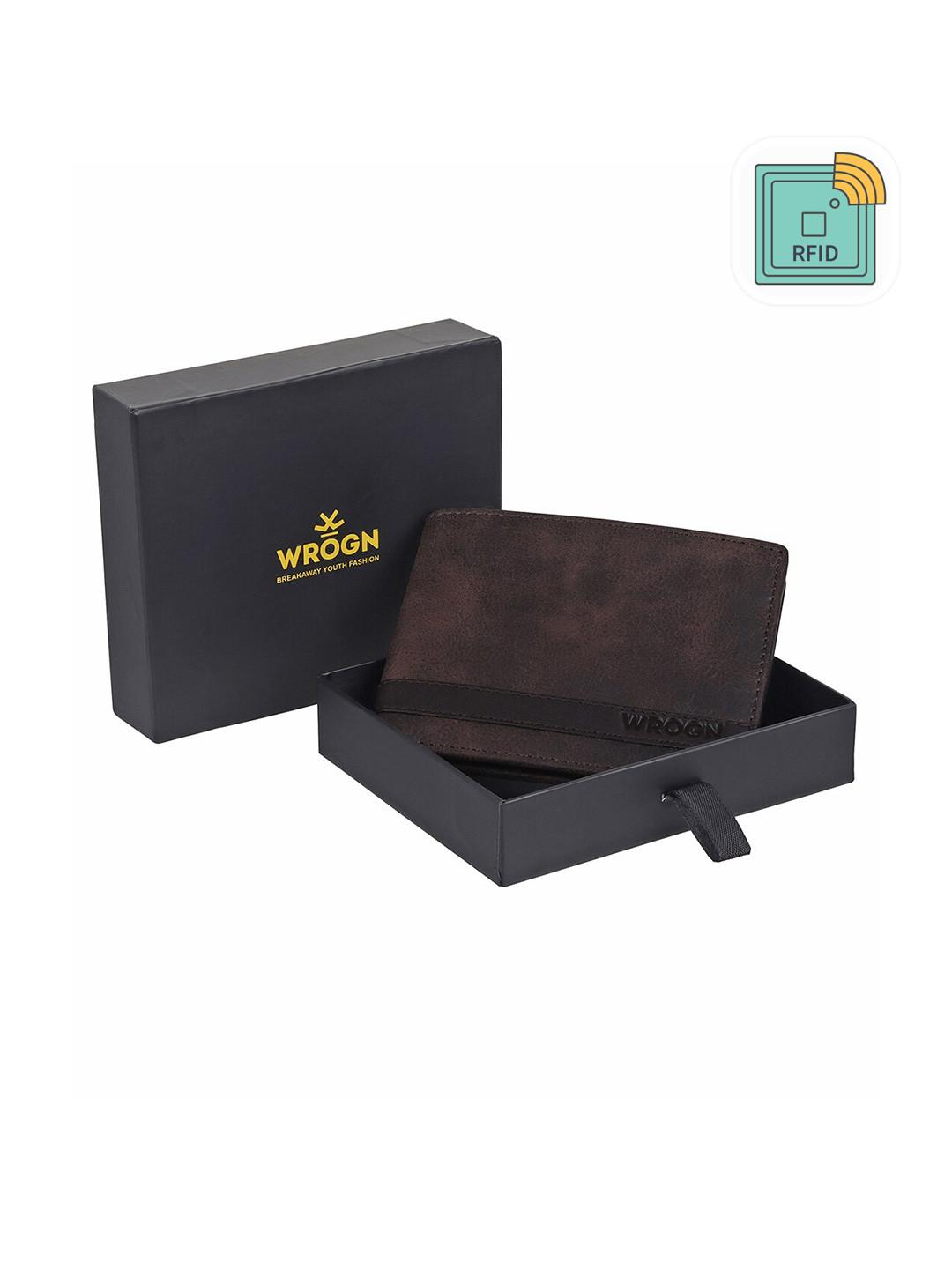 WROGN Men Leather RFID Two Fold Wallet