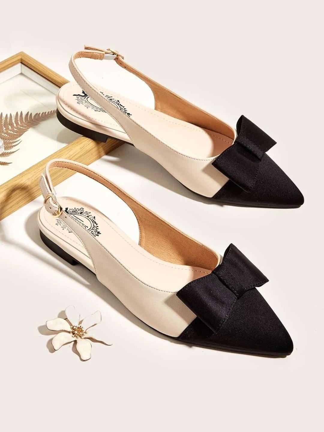 Shoetopia Women Bow Embellished Colourblocked Mules