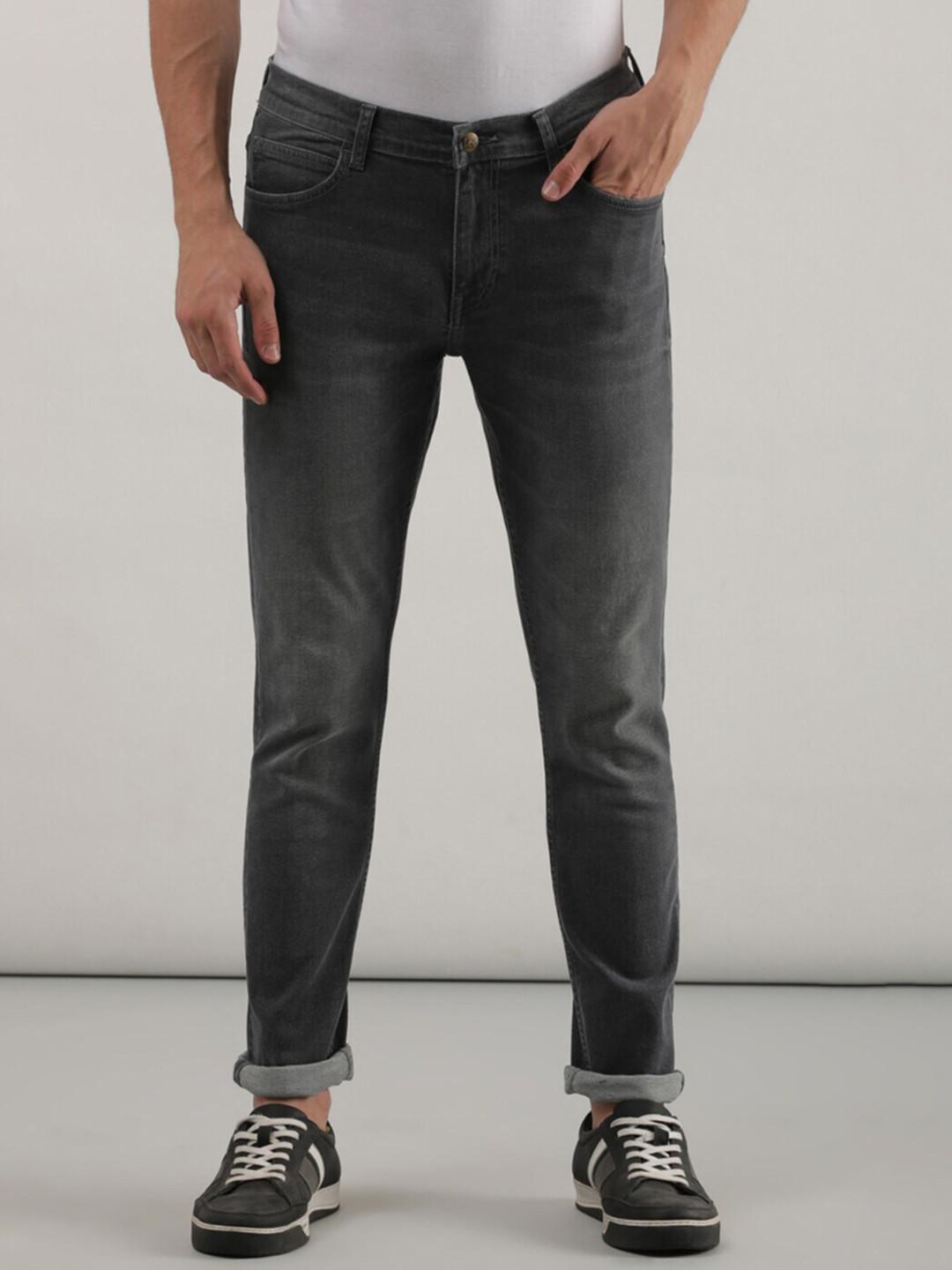 Lee Men Grey Bruce Skinny Fit Heavy Fade Stretchable Cotton Jeans