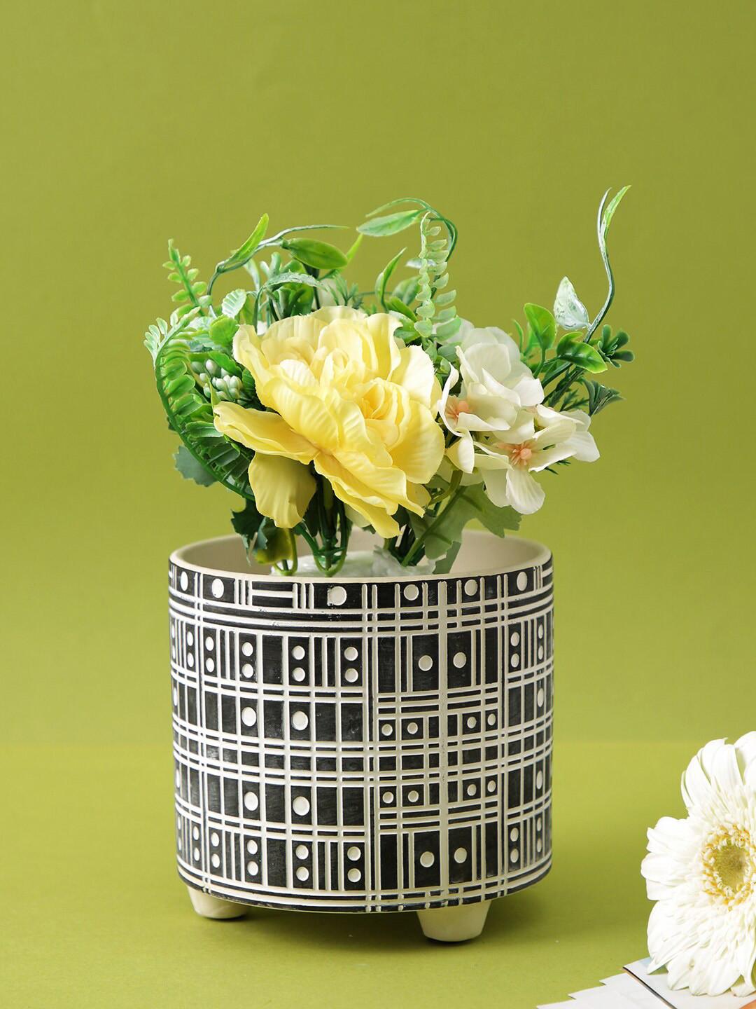 TAYHAA Black Printed Ceramic Planter