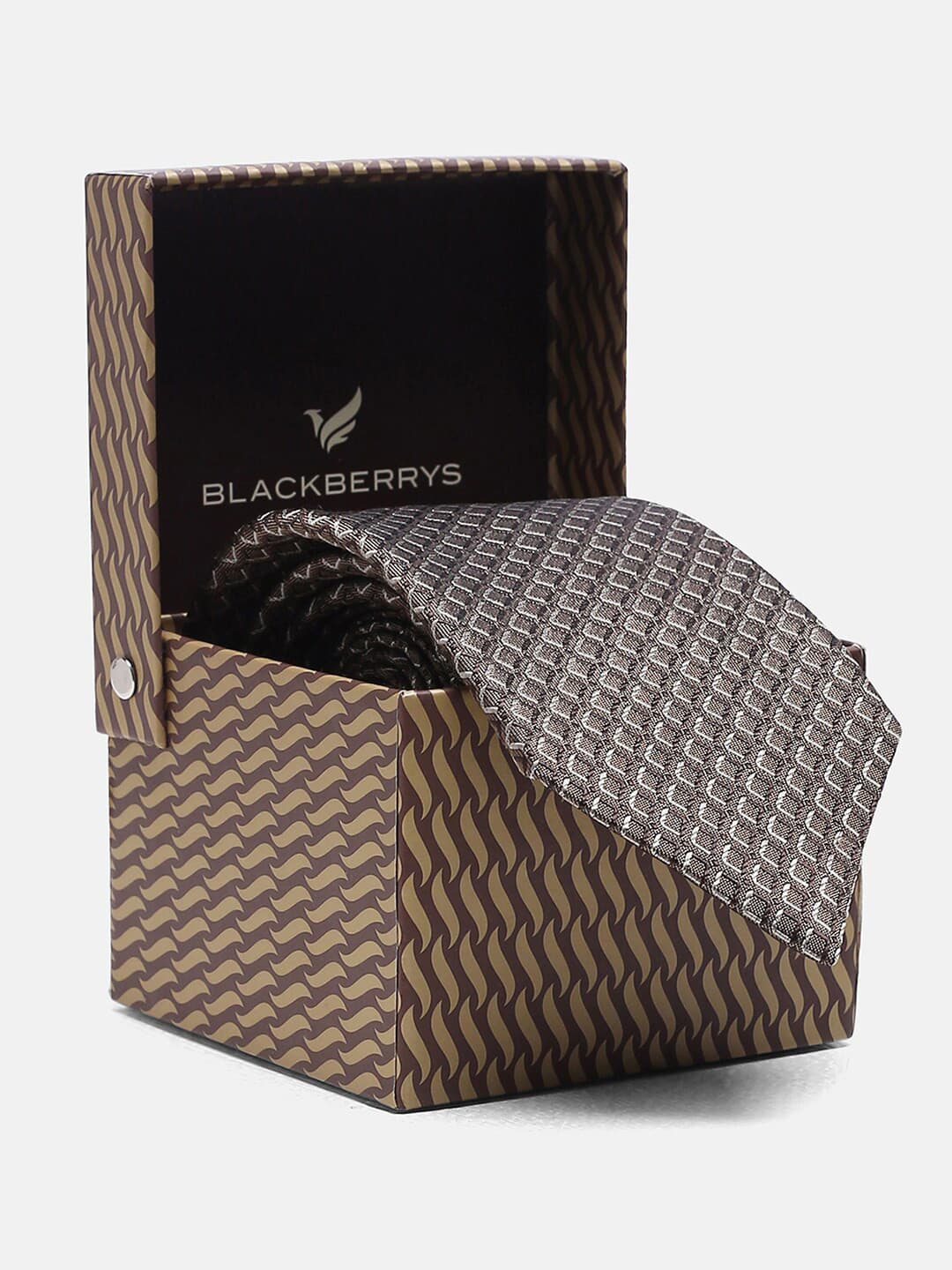Blackberrys Woven Design Pure Silk Skinny Tie