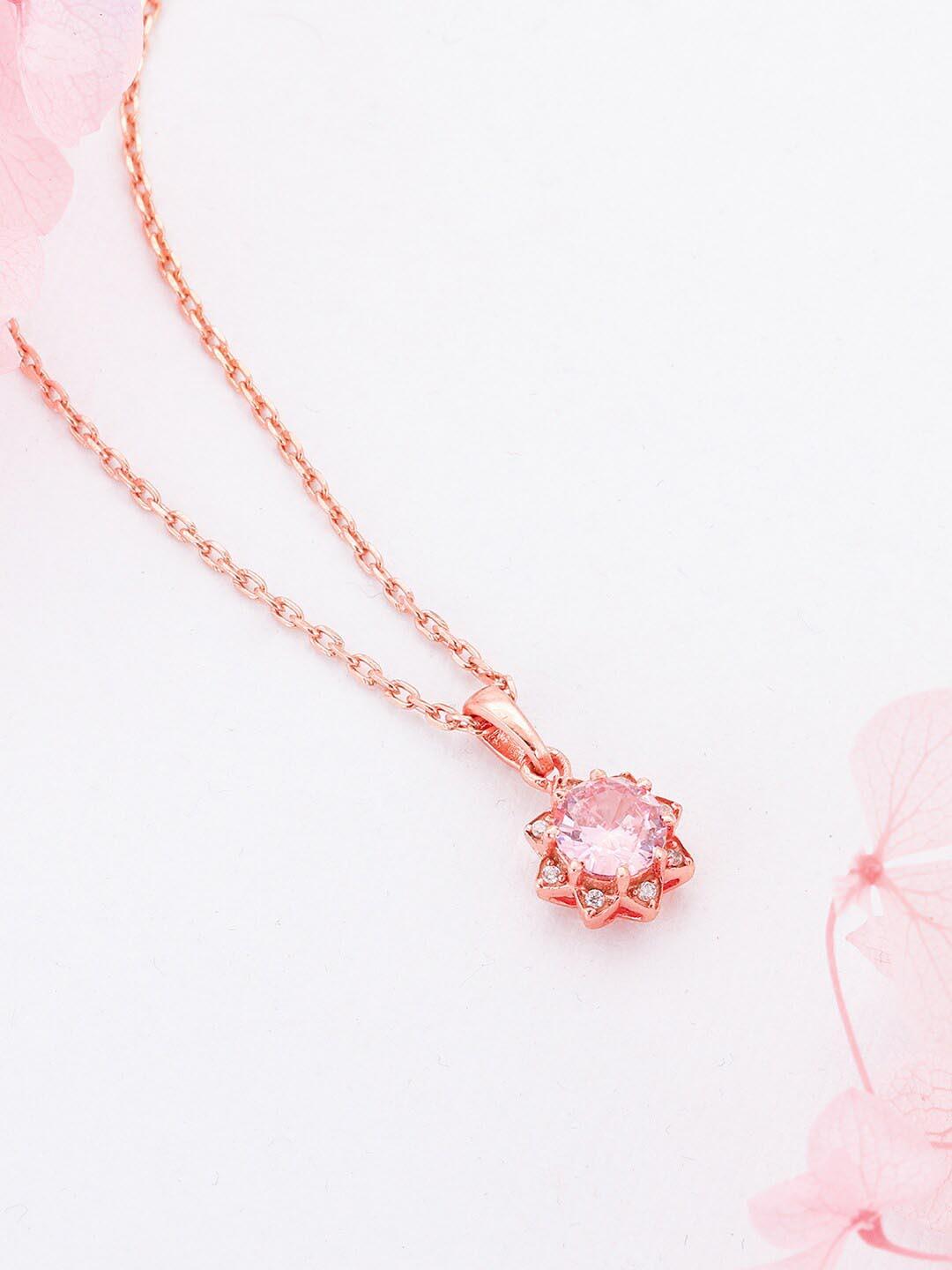 GIVA 925 Sterling Silver Rose Gold-Plated Pendant With Chain