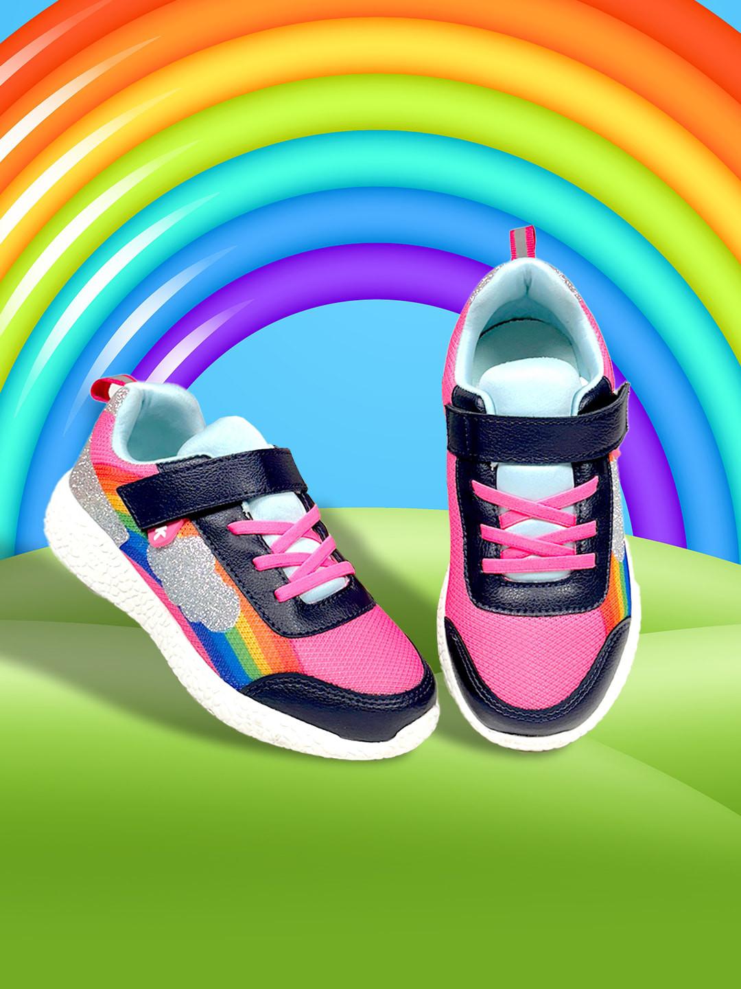 KazarMax Girls Colourblocked Shimmer Memory Foam Sneakers