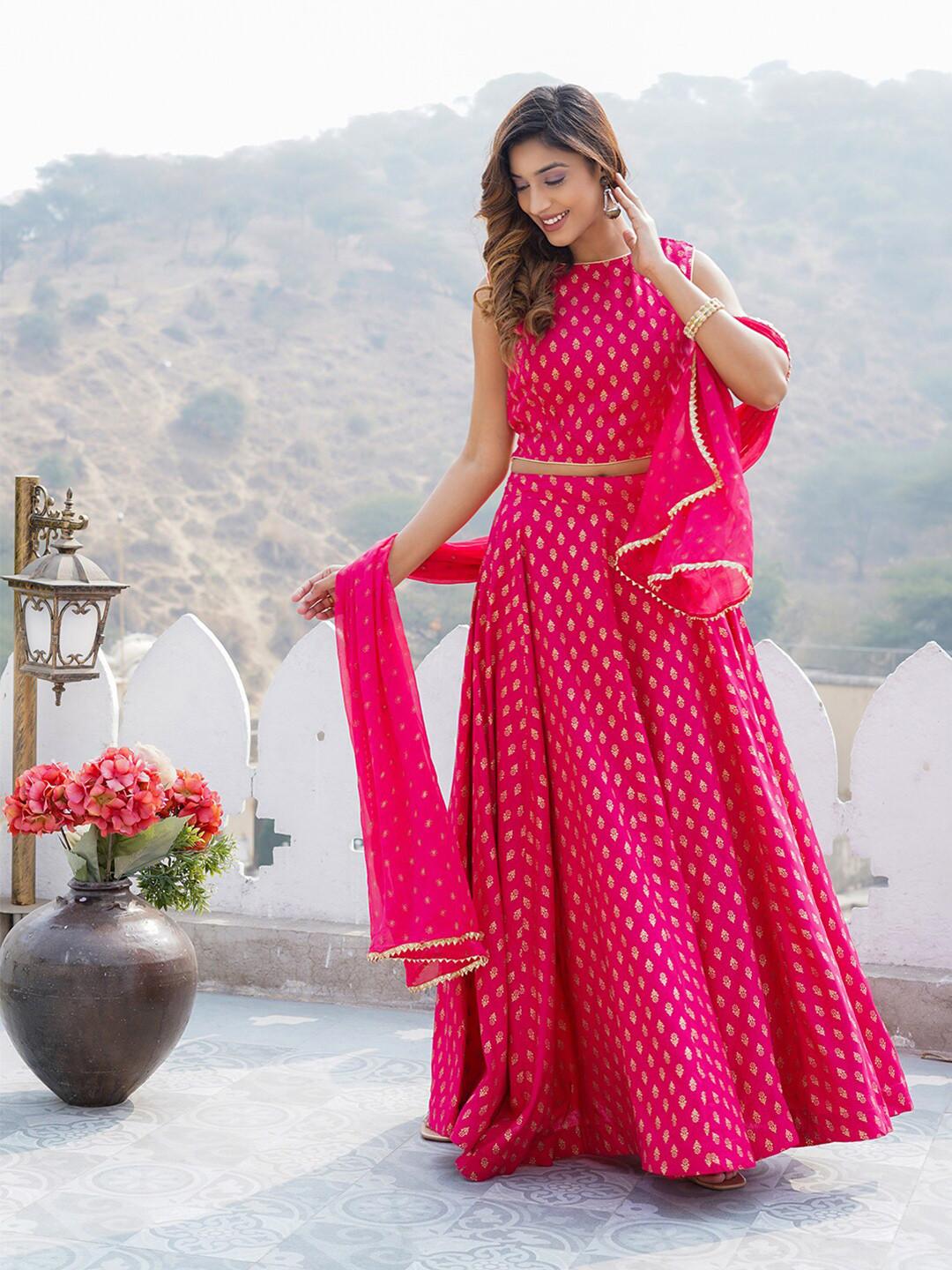 KALINI Foil Printed Ready to Wear Lehenga Choli With Dupatta