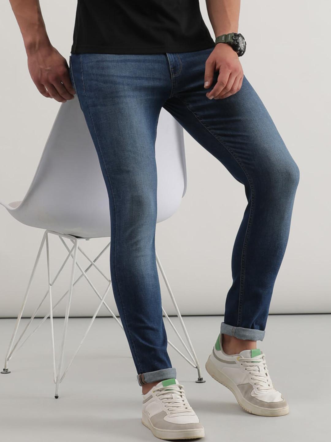 Lee Men Mid-Rise Bruce Skinny Fit Light Fade Clean Look Stretchable Jeans