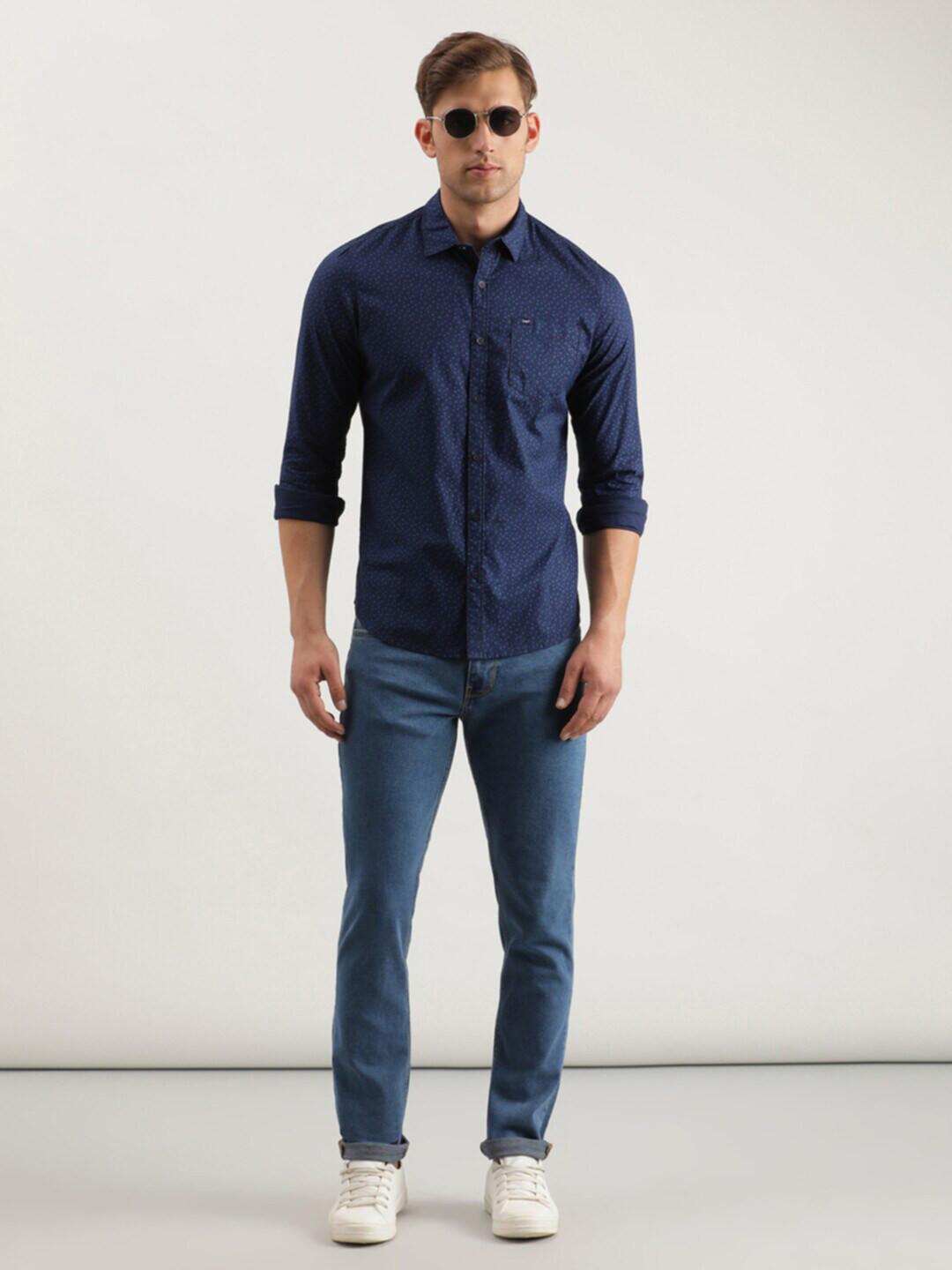 Lee Slim Fit Micro Ditsy Printed Casual Cotton Shirt