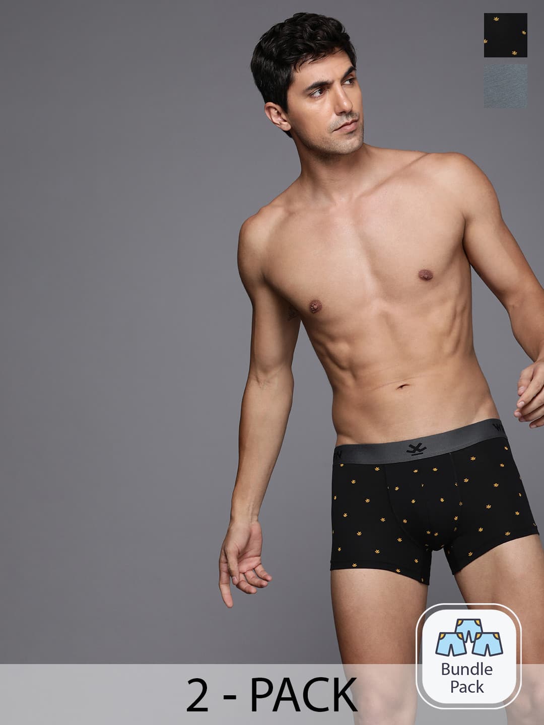 WROGN Men Pack Of 2 Soft Anti-Microbial Finish Trunks WQTK1014S