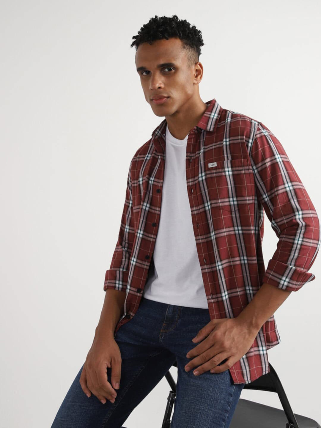 Lee Slim Fit Twill Tartan Checked Casual Cotton Shirt