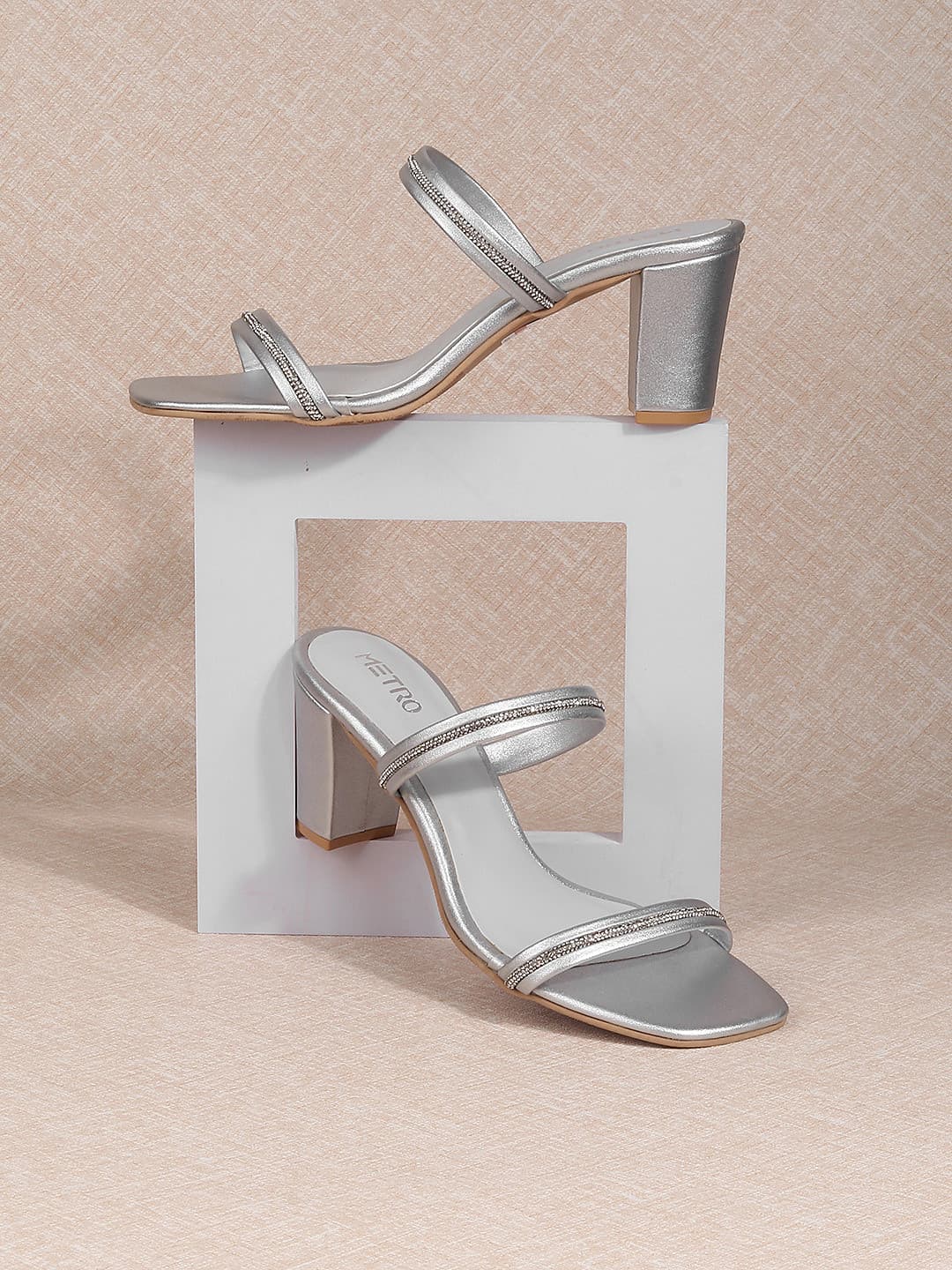Metro Embellished Strap Block Heels