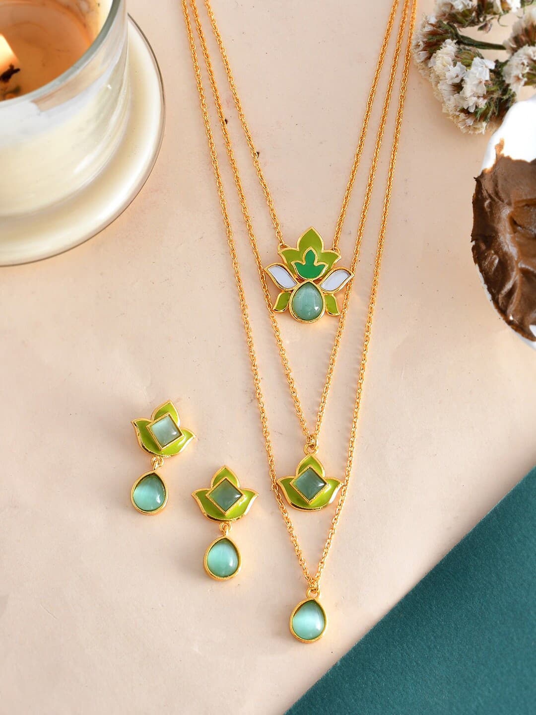 Forever More Green Layered Necklace Set