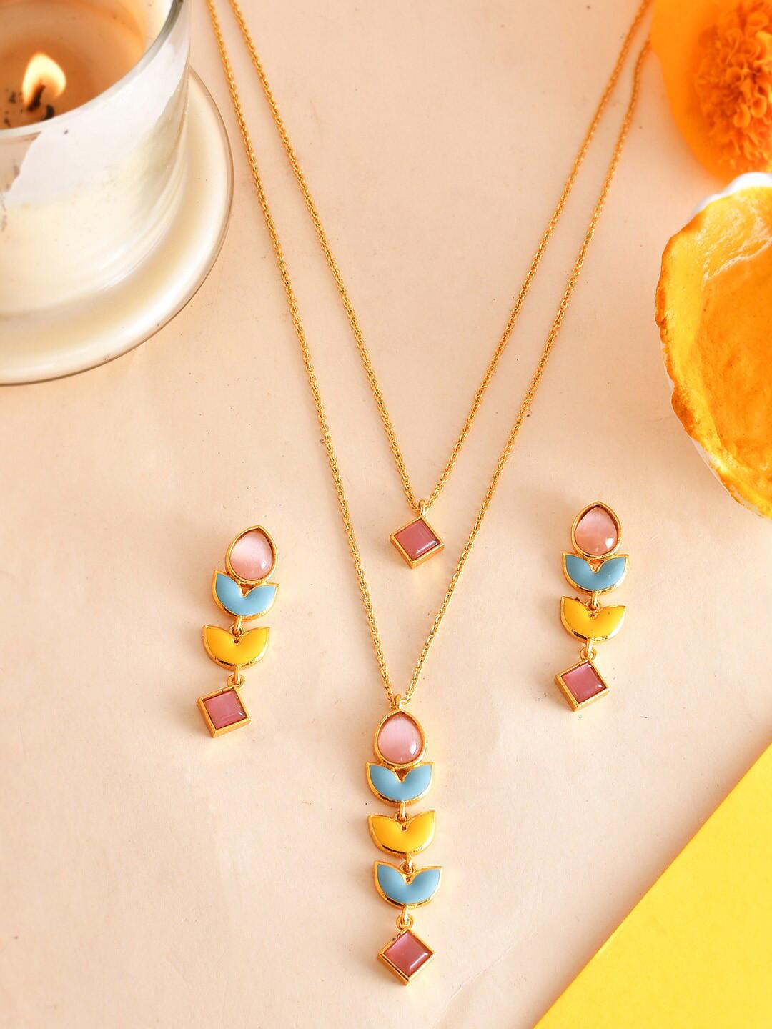Forever More Yellow Blue Necklace Set