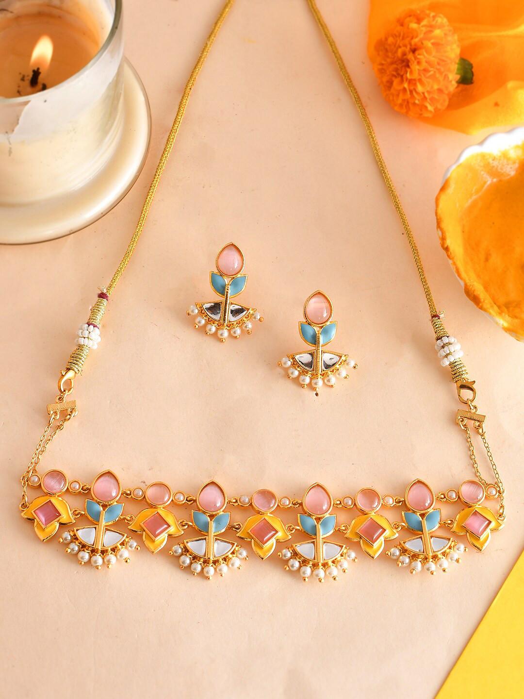 Forever More Yellow Blue Choker Necklace Set