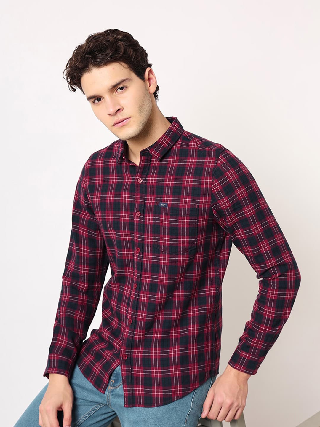 Lee Men Slim Fit Tartan Checked Casual Shirt