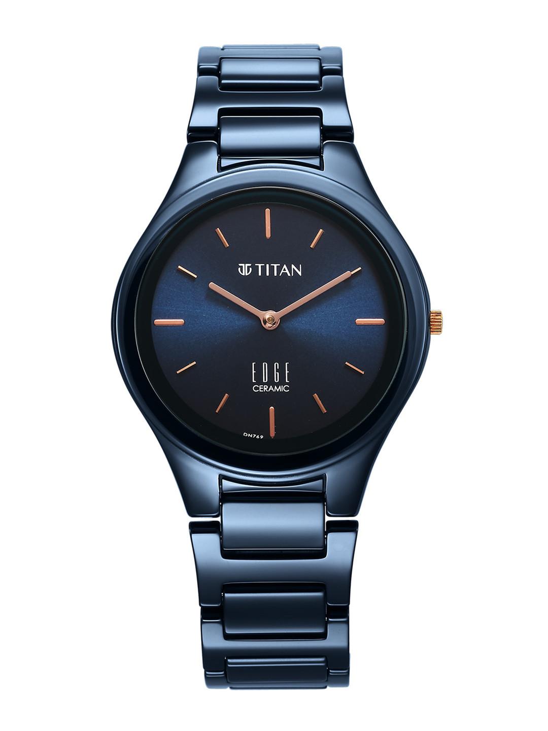Titan Edge Ceramic Quartz Analog With Blue Dial Watch For Women - Nt2653qc03