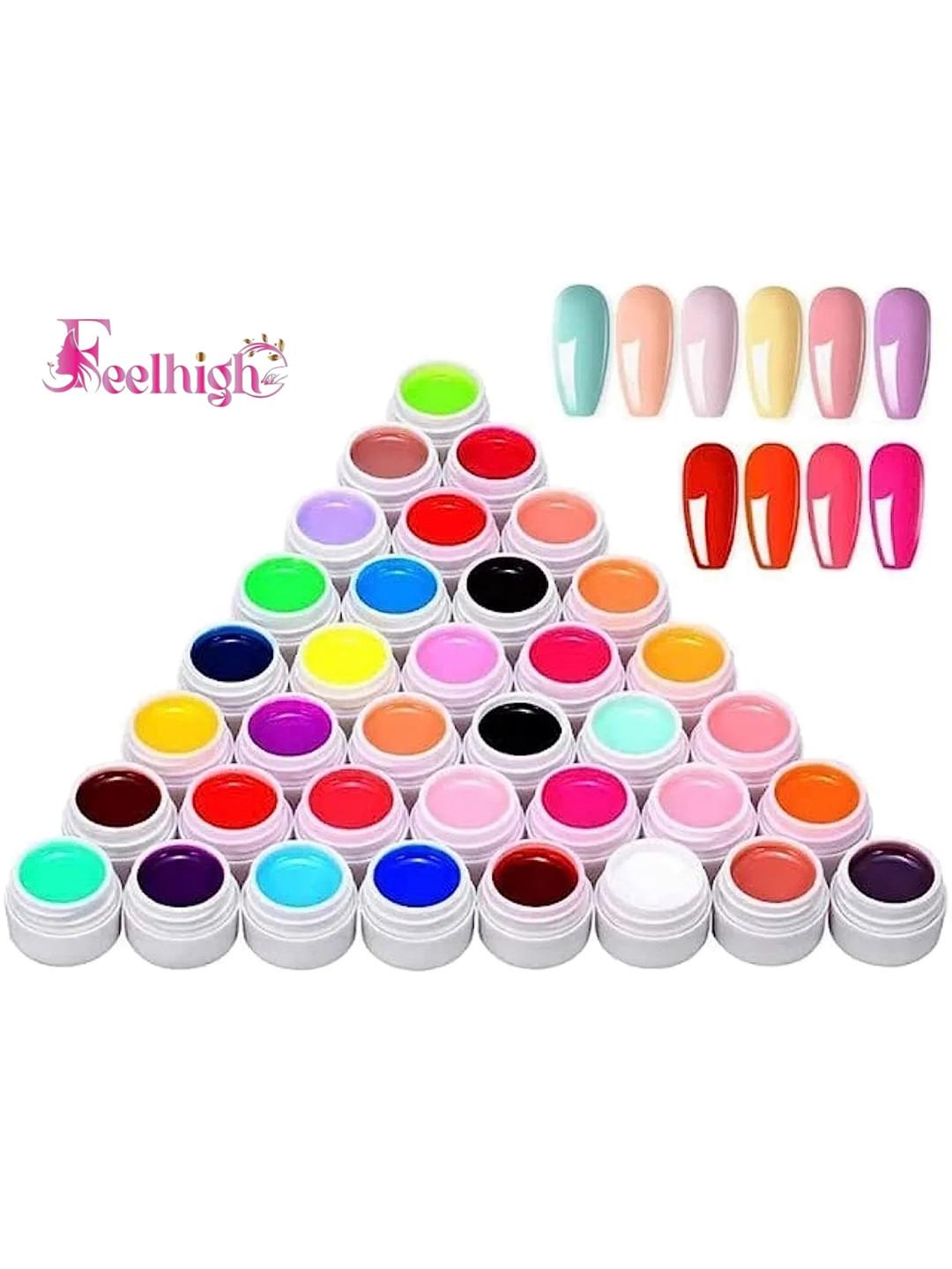 FEELHIGH Set of 36 Nail Art UV Gel Kit Soak Off Nail Art Pure Color Gel Paint