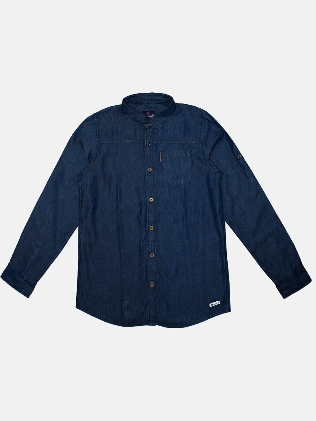KiddoPanti Boys Blue Regular Fit Denim Casual Shirt