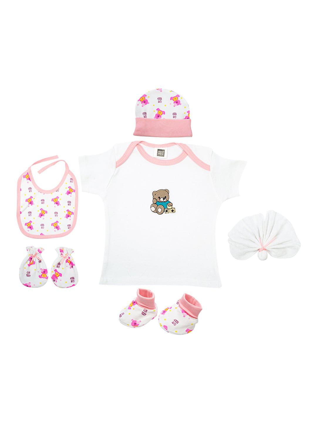 MeeMee Infants Pack Of 6 Printed Pure Cotton Baby Apparel Gift Set
