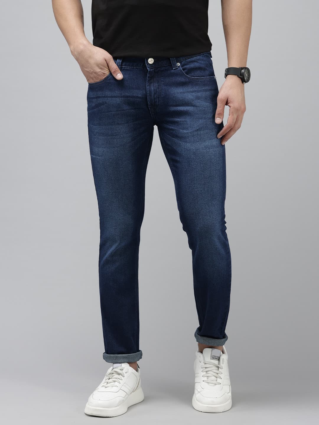 SPYKAR Men Skinny Fit Low-Rise Light Fade Pure Cotton Jeans