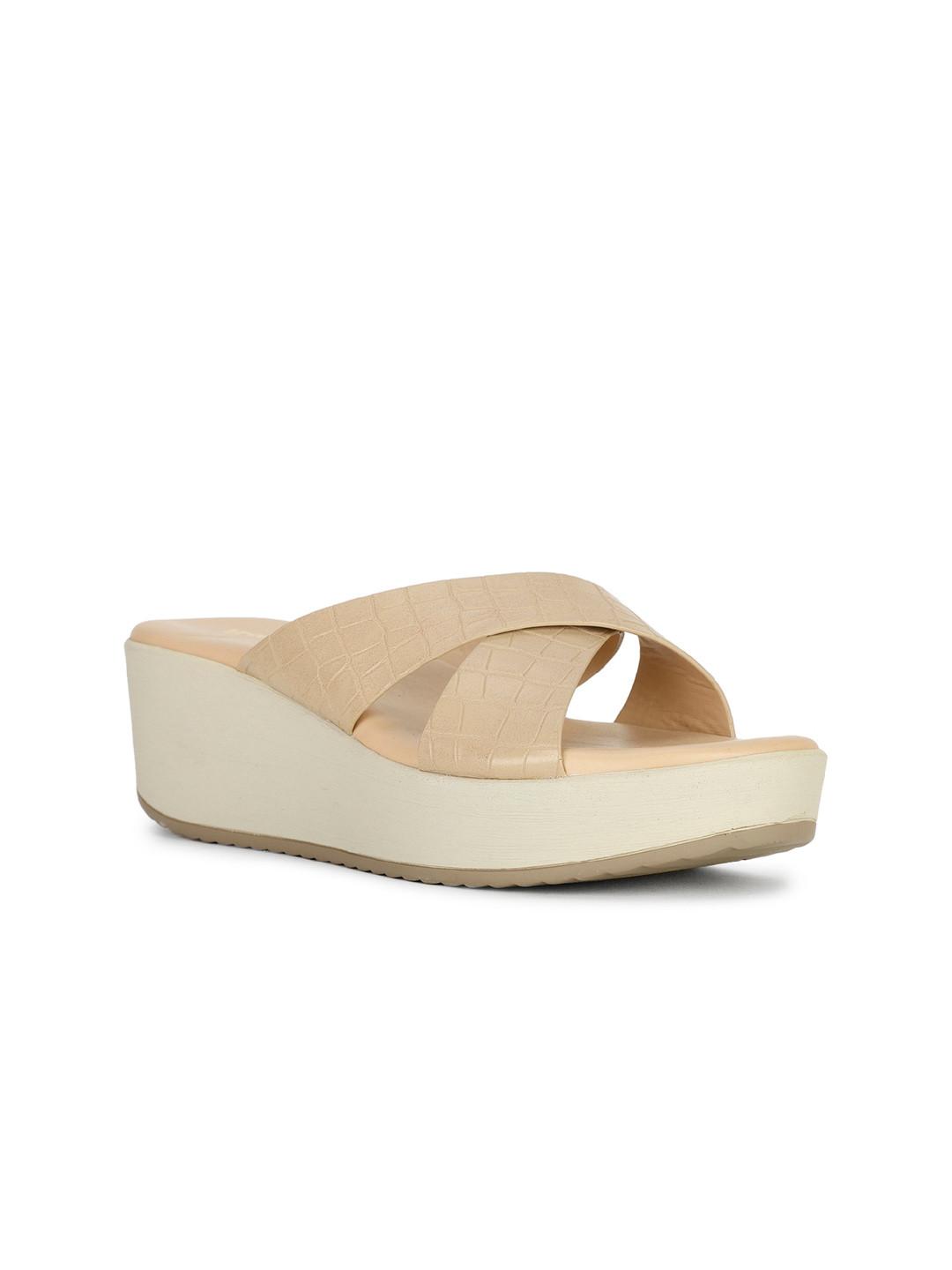 Bata Textured Open Toe Wedge Heels