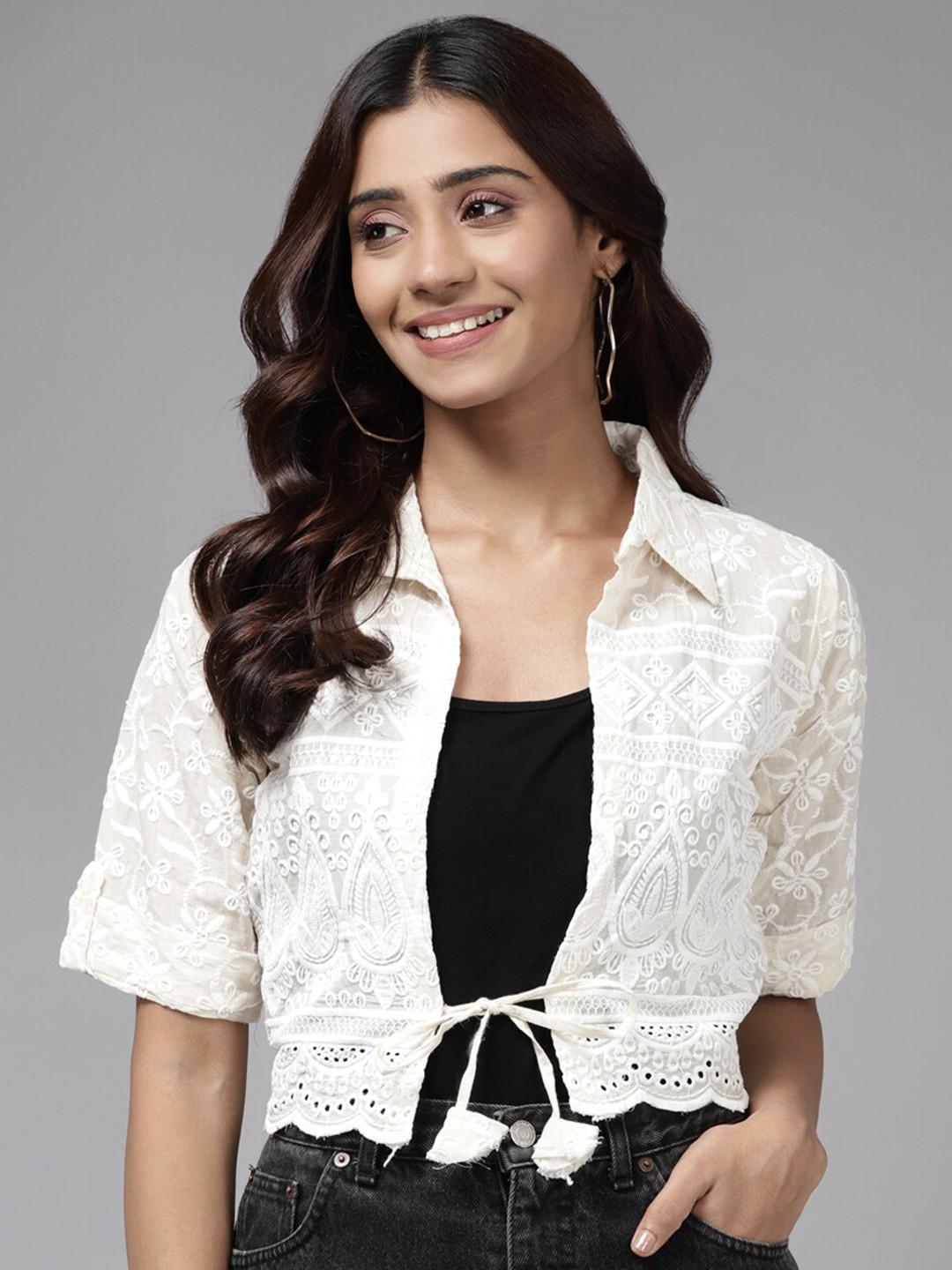 BAESD Embroidered Cotton Crop Shrug