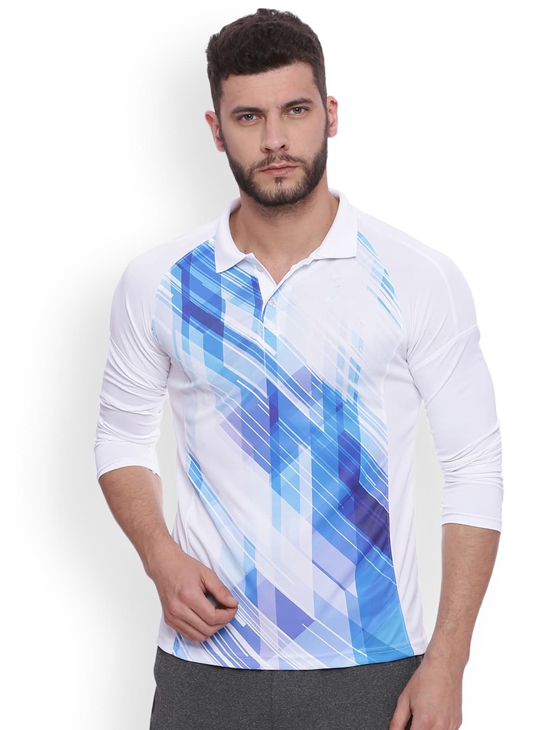 CAHOOT Men White Printed Polo Collar T-shirt