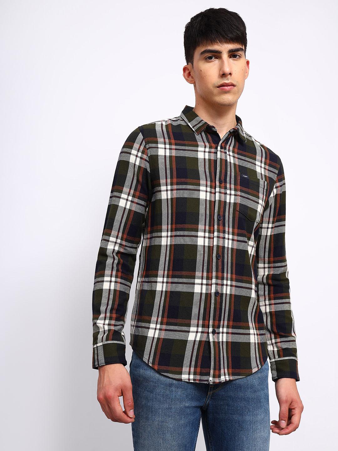 Lee Tartan Checks Checked Twill Pure Cotton Casual Shirt