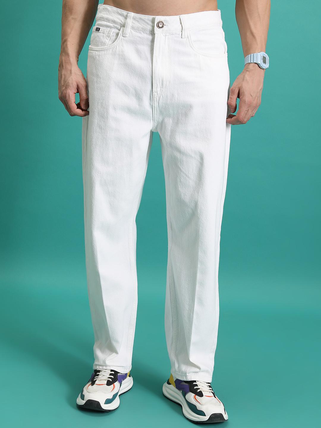 HIGHLANDER Men Loose Baggy Fit Clean Look Cotton Jeans