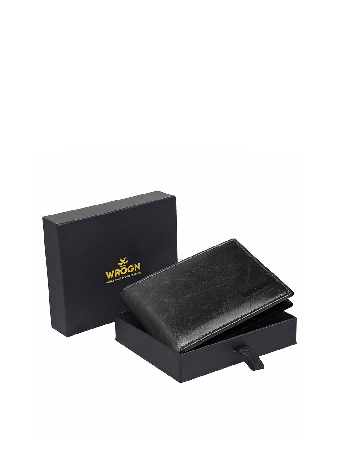 WROGN Men Leather RFID Two Fold Wallet